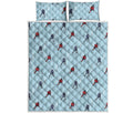 Ice Hockey Players Pattern Print Quilt Bed Set
