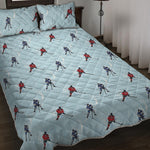 Ice Hockey Players Pattern Print Quilt Bed Set