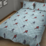 Ice Hockey Players Pattern Print Quilt Bed Set