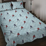Ice Hockey Players Pattern Print Quilt Bed Set