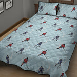 Ice Hockey Players Pattern Print Quilt Bed Set