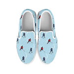 Ice Hockey Players Pattern Print White Slip On Shoes