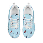 Ice Hockey Players Pattern Print White Sneakers