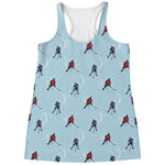 Ice Hockey Players Pattern Print Women's Racerback Tank Top