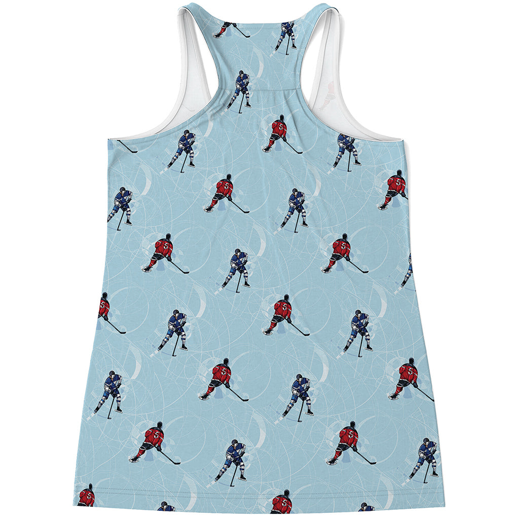 Ice Hockey Players Pattern Print Women's Racerback Tank Top