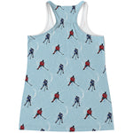 Ice Hockey Players Pattern Print Women's Racerback Tank Top