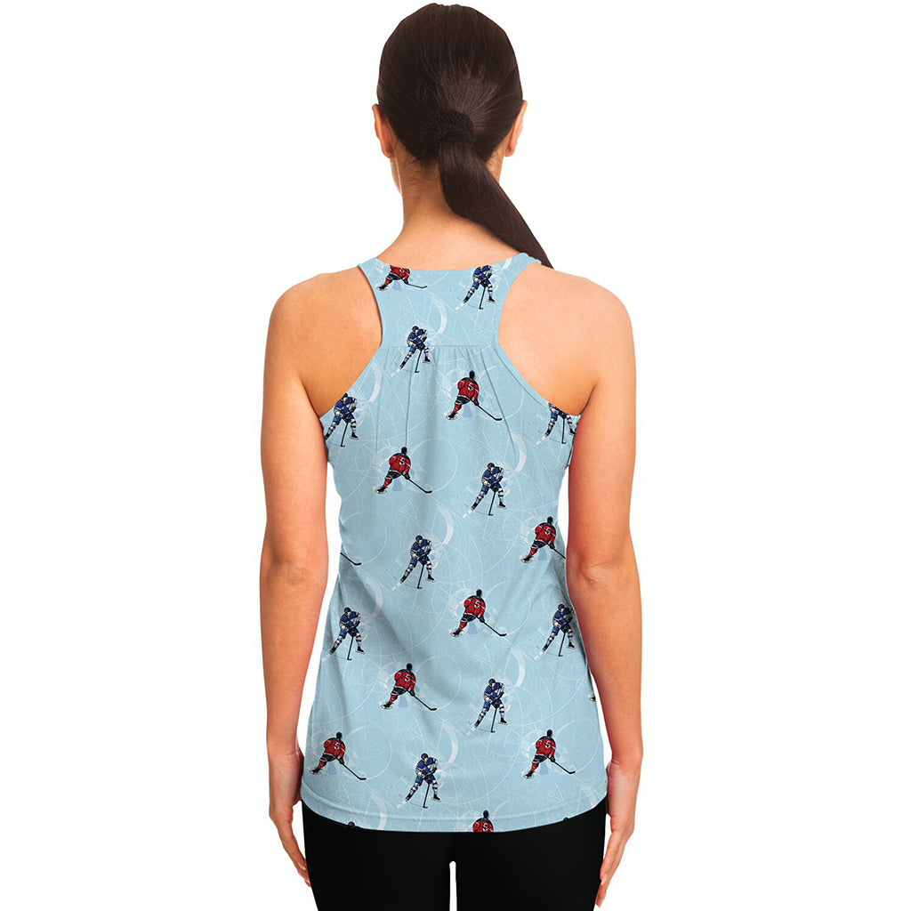 Ice Hockey Players Pattern Print Women's Racerback Tank Top