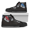 Ice Hockey Skates Print Black High Top Sneakers