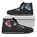 Ice Hockey Skates Print Black High Top Shoes