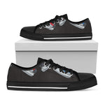Ice Hockey Skates Print Black Low Top Shoes 