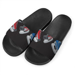 Ice Hockey Skates Print Black Slide Sandals