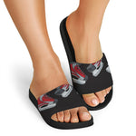 Ice Hockey Skates Print Black Slide Sandals