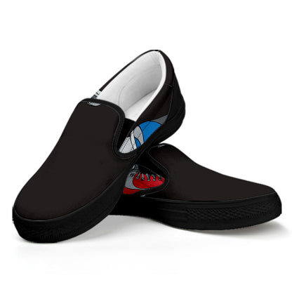 Ice Hockey Skates Print Black Slip On Shoes