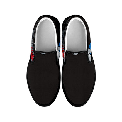 Ice Hockey Skates Print Black Slip On Shoes