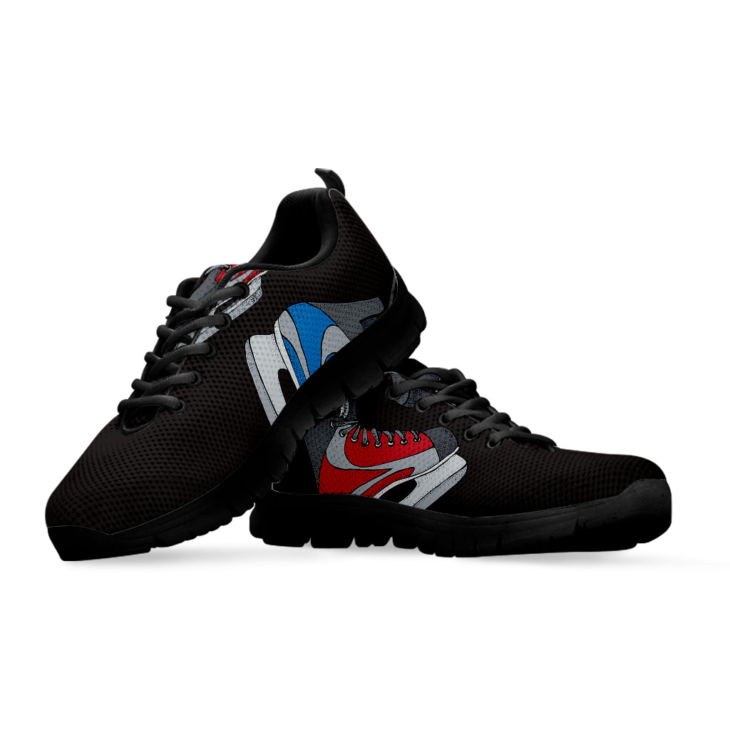 Ice Hockey Skates Print Black Sneakers