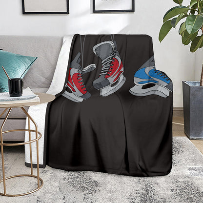 Ice Hockey Skates Print Blanket