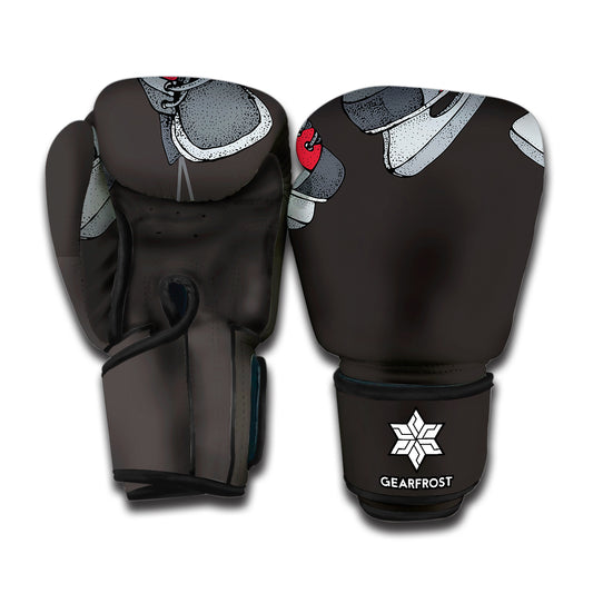 Ice Hockey Skates Print Boxing Gloves