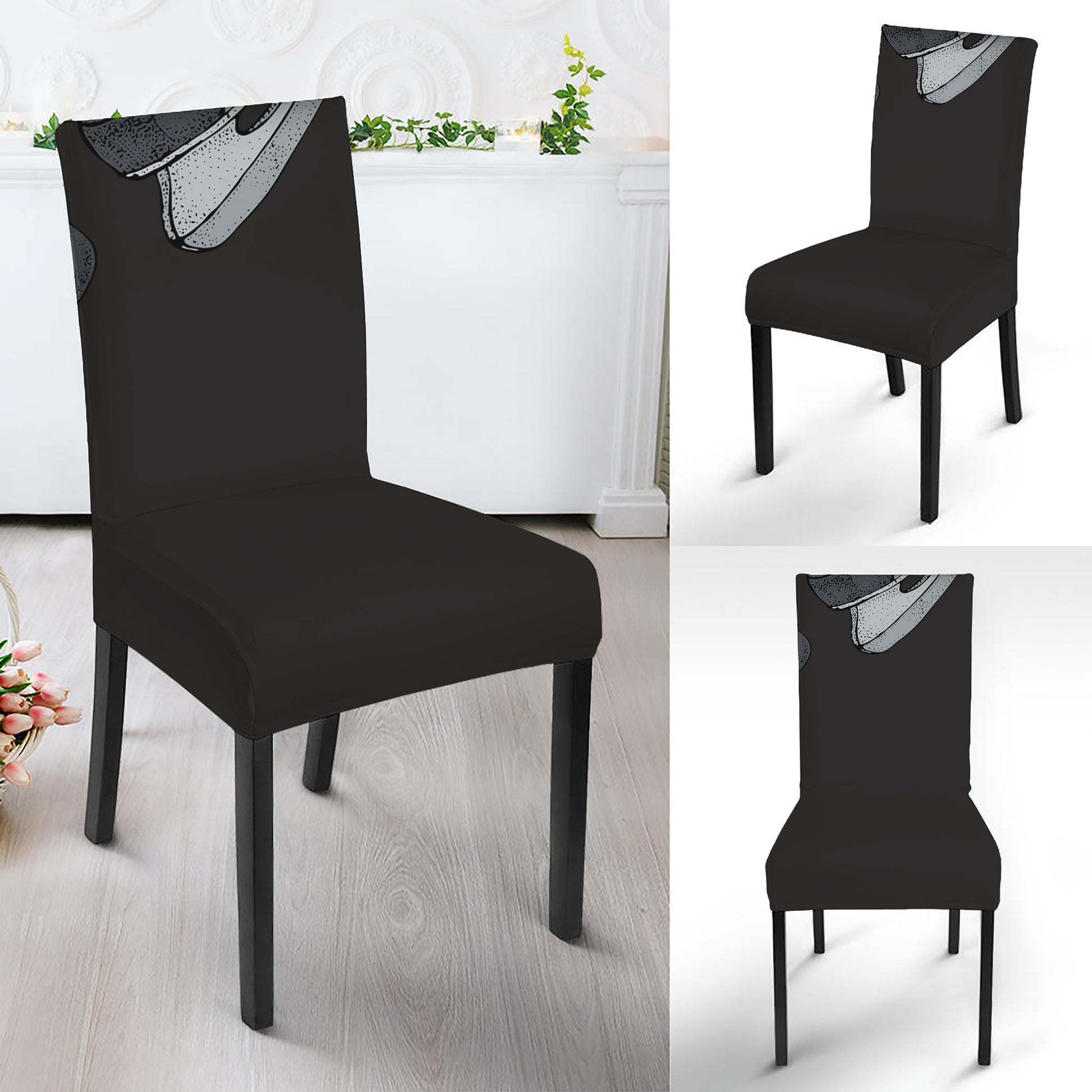Ice Hockey Skates Print Dining Chair Slipcover