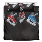 Ice Hockey Skates Print Duvet Cover Bedding Set