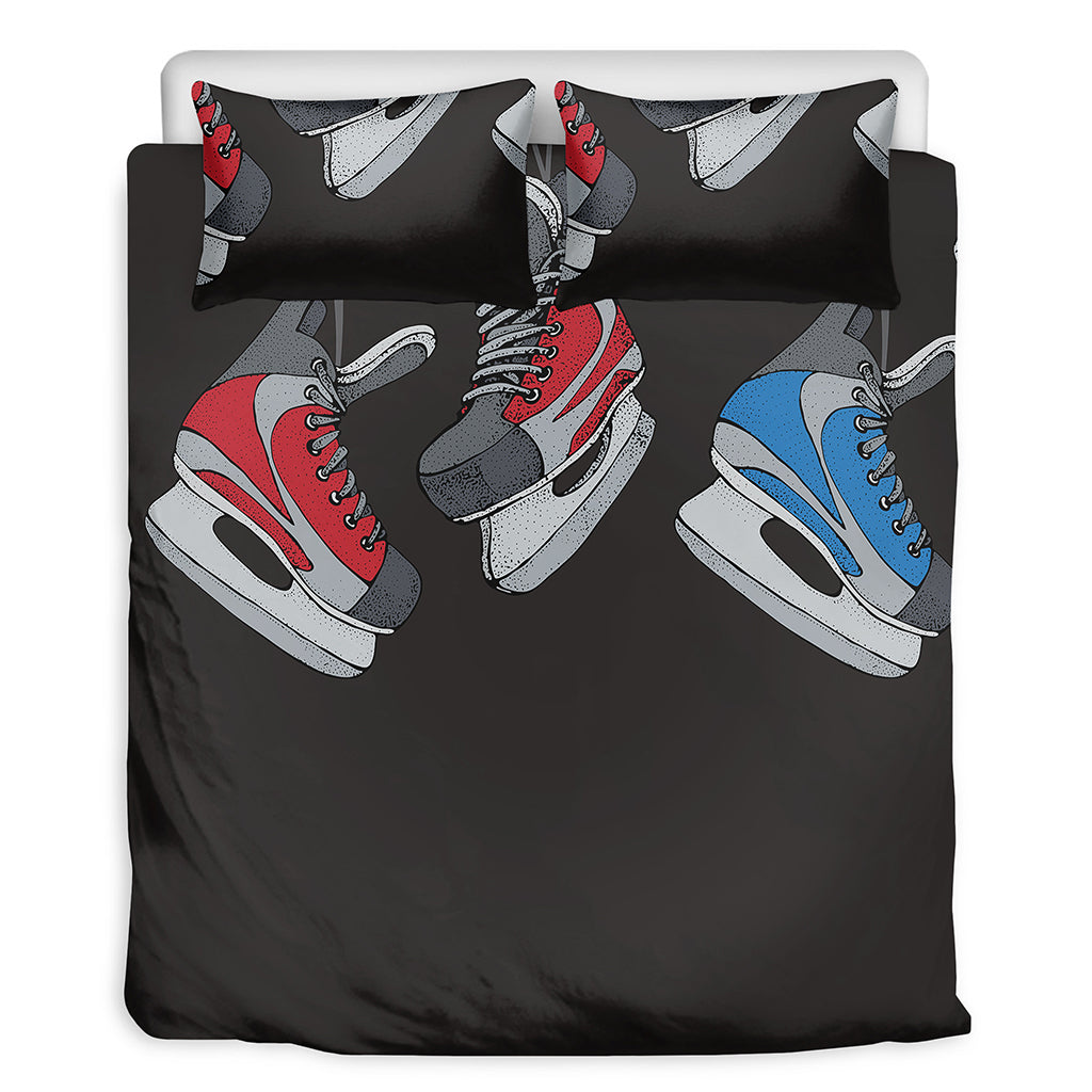 Ice Hockey Skates Print Duvet Cover Bedding Set