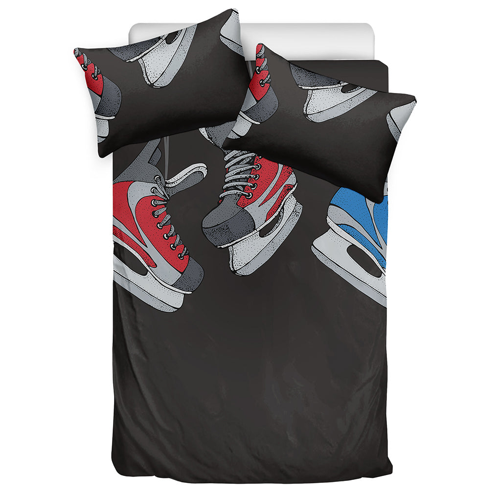 Ice Hockey Skates Print Duvet Cover Bedding Set