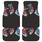 Ice Hockey Skates Print Front and Back Car Floor Mats
