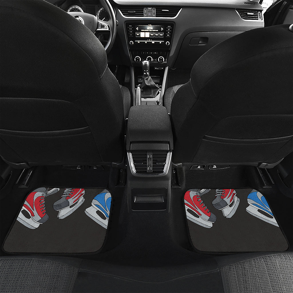 Ice Hockey Skates Print Front and Back Car Floor Mats
