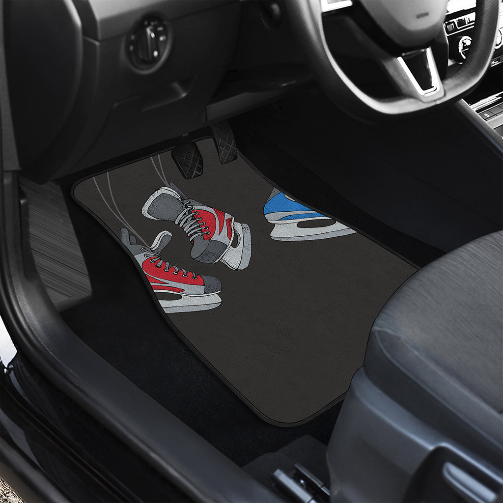 Ice Hockey Skates Print Front and Back Car Floor Mats