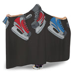 Ice Hockey Skates Print Hooded Blanket