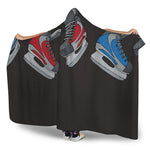 Ice Hockey Skates Print Hooded Blanket