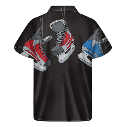 Ice Hockey Skates Print Men's Short Sleeve Shirt