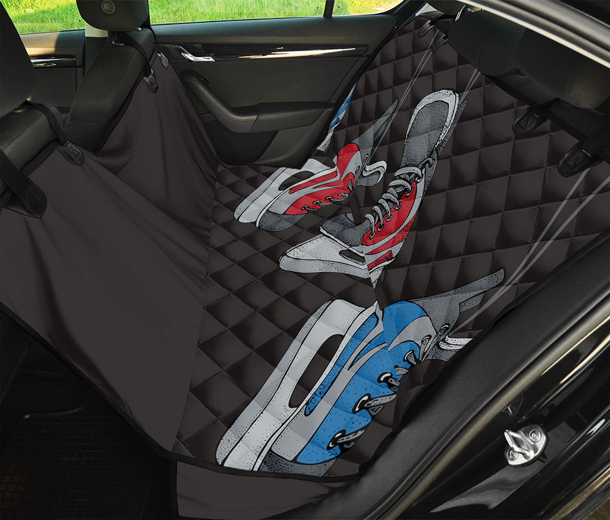 Ice Hockey Skates Print Pet Car Back Seat Cover