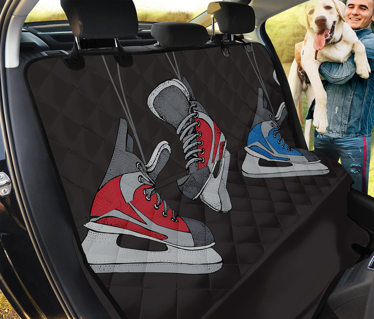 Ice Hockey Skates Print Pet Car Back Seat Cover