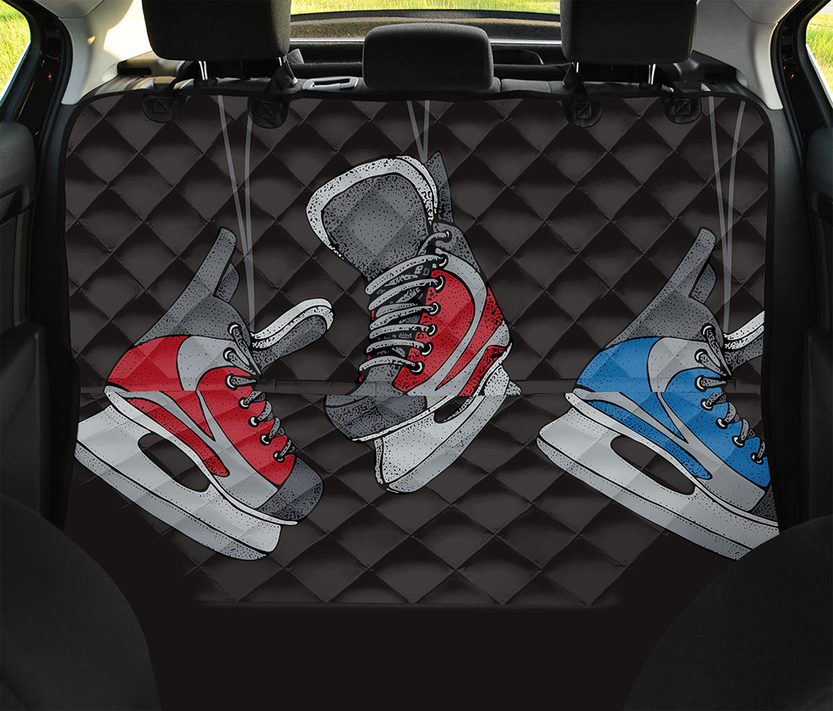 Ice Hockey Skates Print Pet Car Back Seat Cover