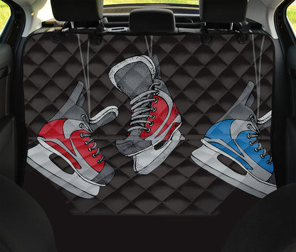 Ice Hockey Skates Print Pet Car Back Seat Cover