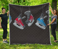 Ice Hockey Skates Print Quilt