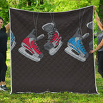 Ice Hockey Skates Print Quilt