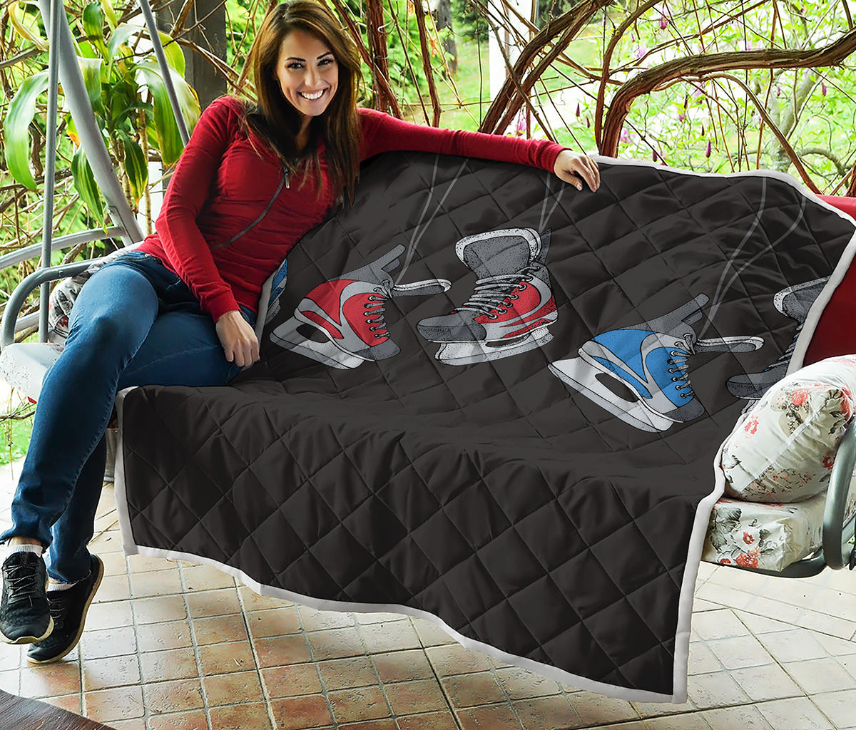 Ice Hockey Skates Print Quilt