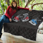 Ice Hockey Skates Print Quilt