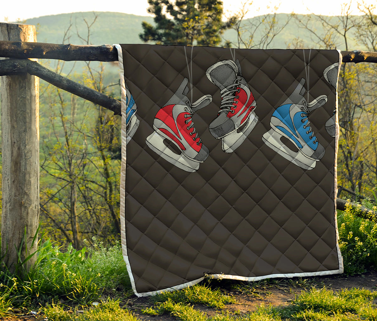 Ice Hockey Skates Print Quilt