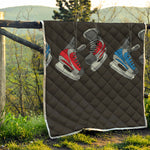 Ice Hockey Skates Print Quilt