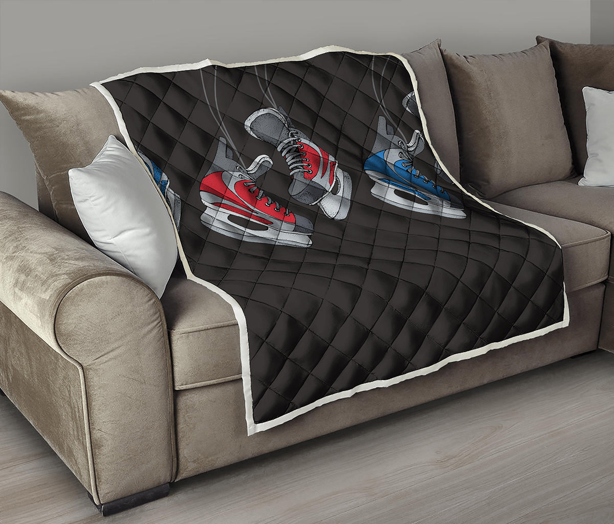 Ice Hockey Skates Print Quilt
