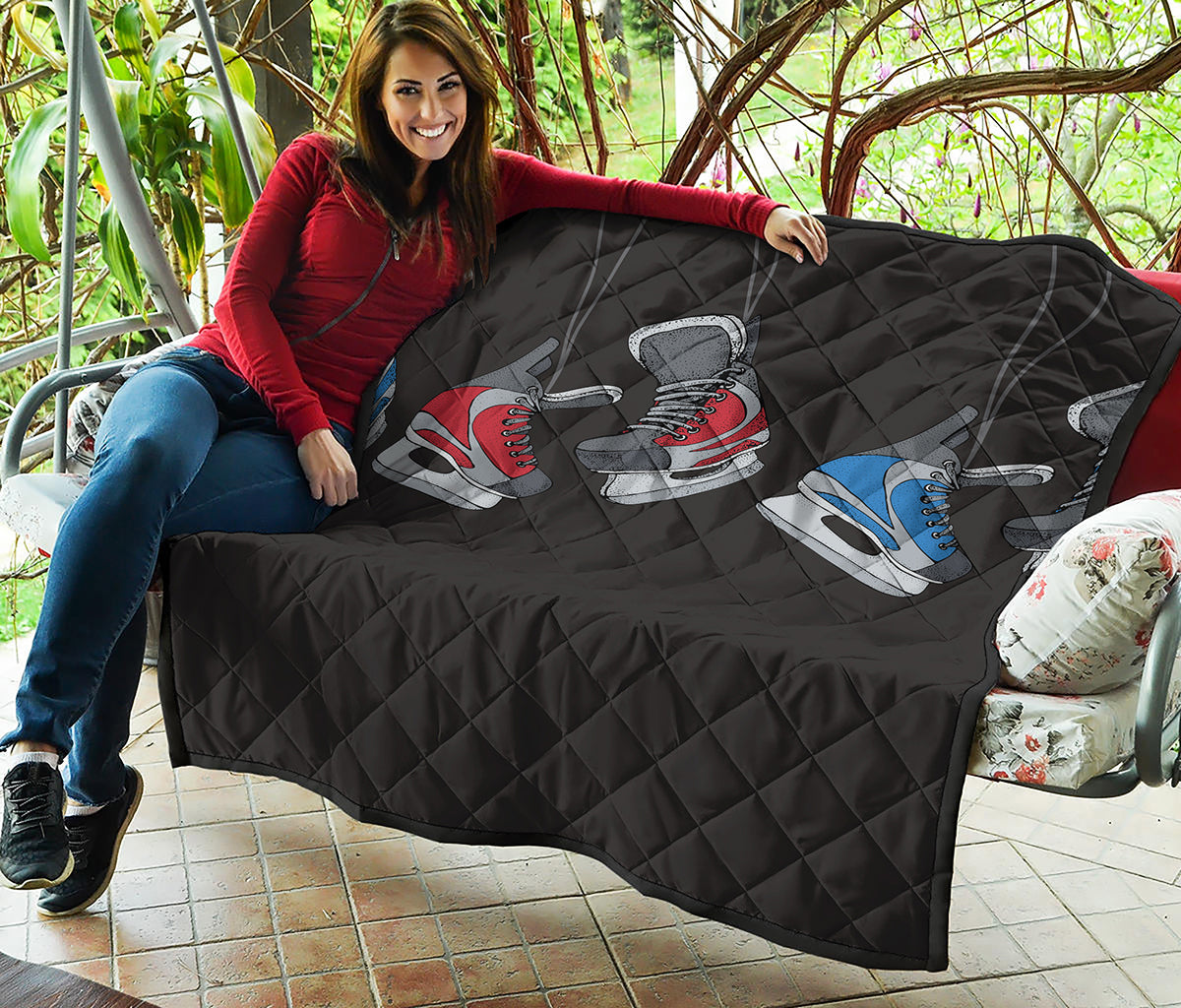 Ice Hockey Skates Print Quilt
