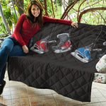 Ice Hockey Skates Print Quilt
