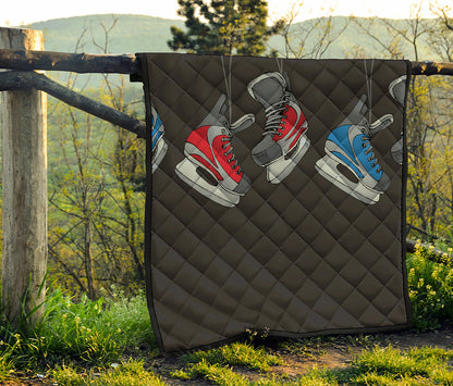 Ice Hockey Skates Print Quilt