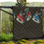 Ice Hockey Skates Print Quilt