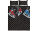 Ice Hockey Skates Print Quilt Bed Set