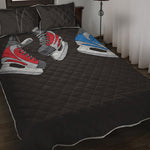 Ice Hockey Skates Print Quilt Bed Set