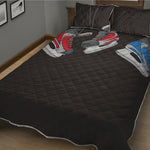 Ice Hockey Skates Print Quilt Bed Set
