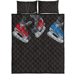 Ice Hockey Skates Print Quilt Bed Set